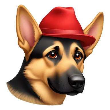 German Shepard with red hat  sticker