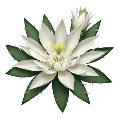 night blooming cereus flower, epiphyllum, white petals sticker