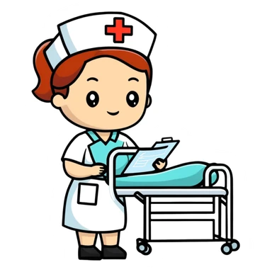 Nurse in uniform checking patients during hospital rounds sticker
