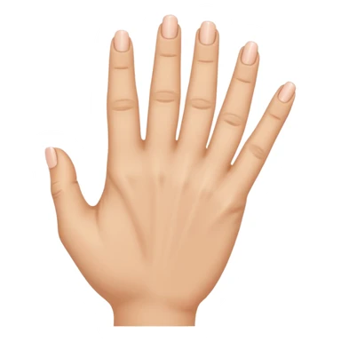 the ring finger, index finger, and middle finger facing up while the thumb and pinky finger are facing inwards towards the hand sticker