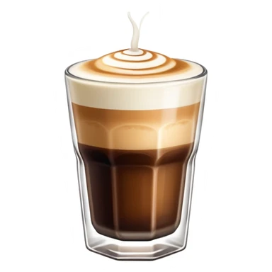 Cortado espresso drink in a small Gibraltar glass, milk and espresso coffee sticker