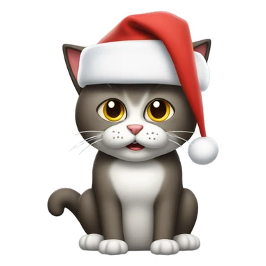 Make an angry cat with a Santa hat sticker