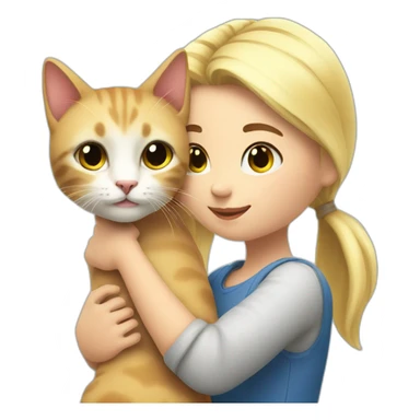 little cat in arm of blond girl  sticker