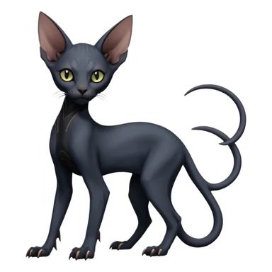 Futuristic Black Dark Abyssal Ethereal Modern Amaura-Bayleaf-Abyss-Lykoi-Sphynx-Fakémon-creature-hybrid Full Body sticker