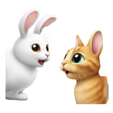 a cat and a rabbit having a conversation sticker