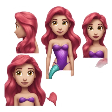 The little mermaid Ariel. Purple bikini top. Blue eyes sticker