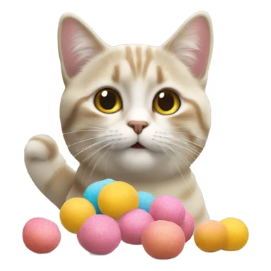 Un chat qui mange des bonbons  sticker