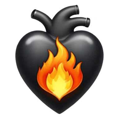 Black heart with fire sticker