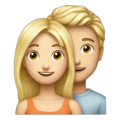 A blond boy who kisses a pretty blonde girl  sticker