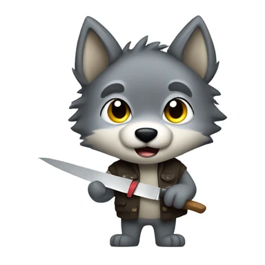 Cute wolf holding a knife  sticker