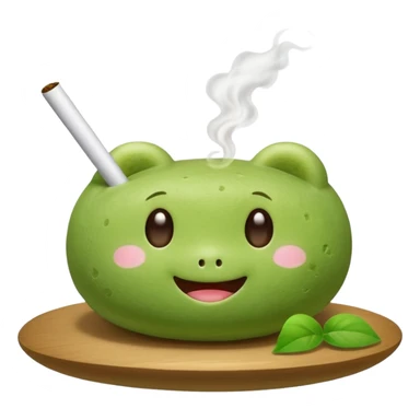 Matcha mochi cute face smoking joint sticker