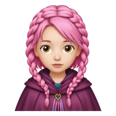 girlwith pink braided hair, cloak sticker