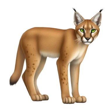 Beige Lynx-Caracal-hybrid with orange points with spots, green eyes brown toes, and short tail, full body sticker