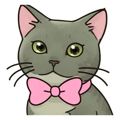 a cat wearing a pink bow sticker