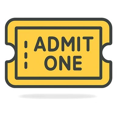 modern icon of an admission ticket, rounded corners, subtle shadow, minimalistic sticker