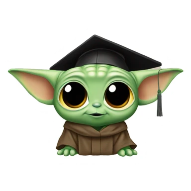 baby yoda wearing graduation cap sticker