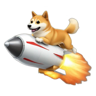 doge in a rocket flying sticker