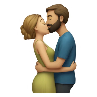 Bearded man kissing woman sticker