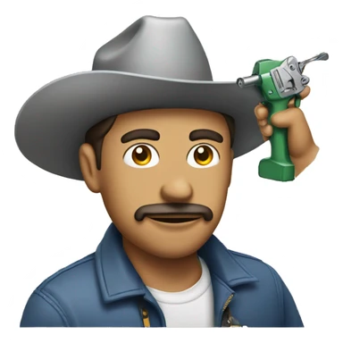 Guy with a staple gun with hat on Mexican sticker