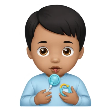 a black hair baby with pacifier sticker