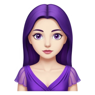 Demet özdemir as a character from game of thrones with lilac eyes and a purple dress. sticker