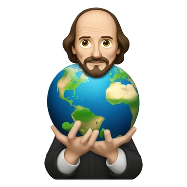 William Shakespeare holds the earth in his hands sticker