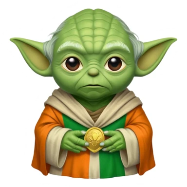 Yoda draped in an Irish flag sticker