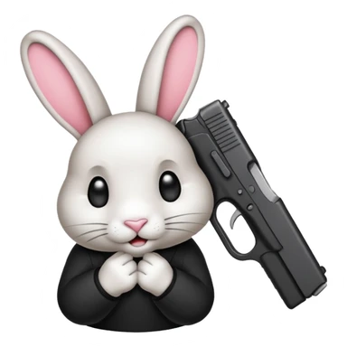 Crea un emoji de un conejo sosteniendo una glok sticker