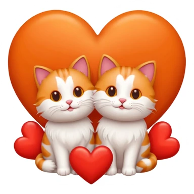 two happy cats in love surrounded by hearts sticker