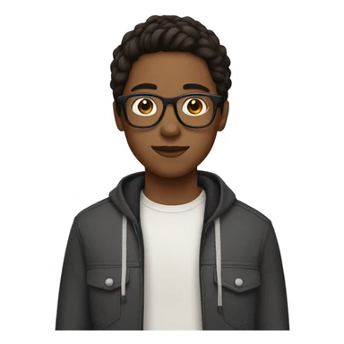 teen with dark brown middle part hair and glasses sticker