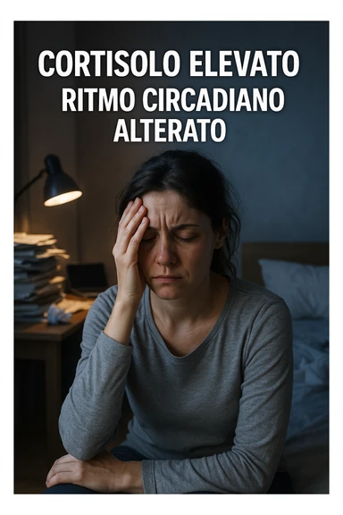 Donna con cortisolo elevato ritmo circadiano alterato immagine realistiche in italiano sticker