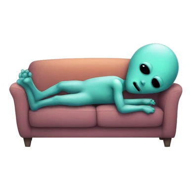Alien is sleeping on the couch  sticker