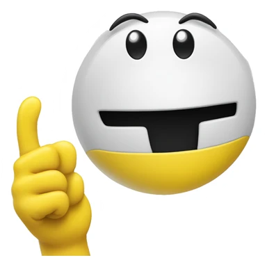 grinning yellow smiley with cartoon eyes. to his side, a white hand glove doing the 'call me' hand sticker