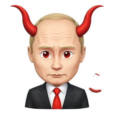 Putin with devil horns and tail sticker