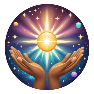 radiating a cosmic healing light in between two hands  sticker