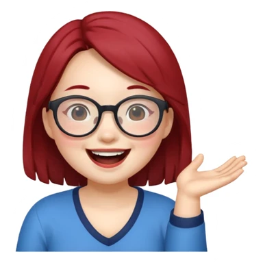 Laughing Mei mei wearing glasses from turning red sticker