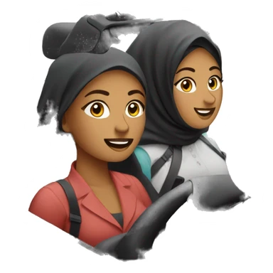  two Muslim woman driving Mercedes convertible sticker