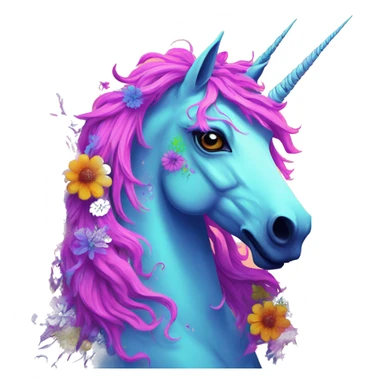 Zombie Pegasus unicorn psychedelic flowers floral groovy art neon rave raving sticker