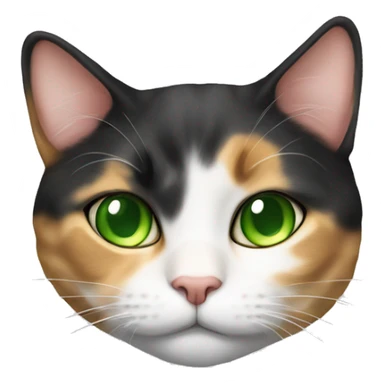 Realistic sleeping cat calico with green eyes sticker