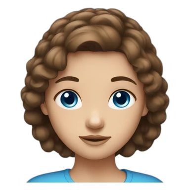 brown hair girl with blue eyes sticker