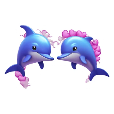 Two purple dolphins jumping into a heart sticker
