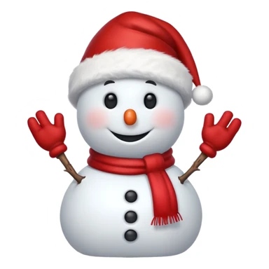 snowman wearing red hat of santa claus sticker