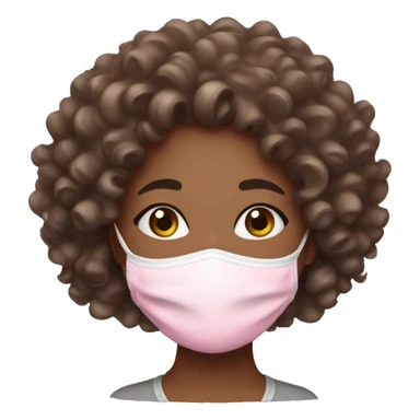 Girl with a pink mask and curly hair  sticker