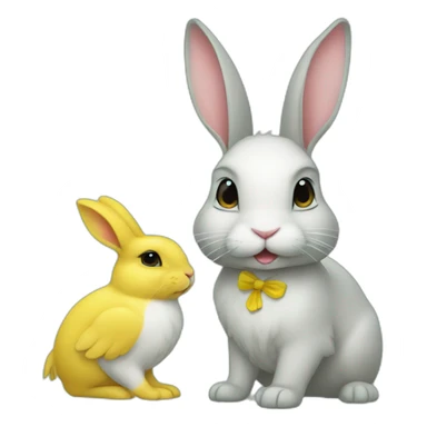 one rabbit and two canaris sticker