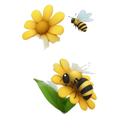 Flower with bee flying sticker