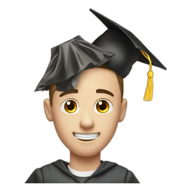 a student throwing away his diploma hat sticker