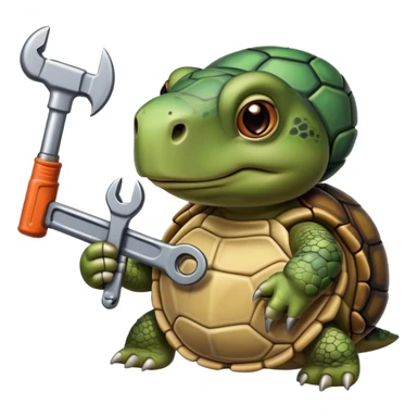 Old turtle with pipe wrench sticker