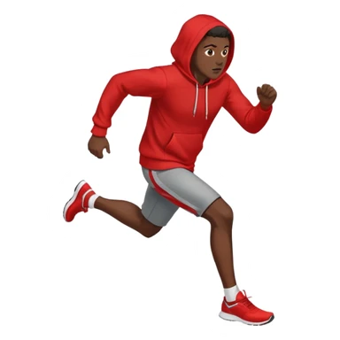 Black Man Wearing Red Hoodie. and running. right side sticker