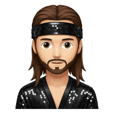 Tom Kaulitz with long brown hair, black sequin outfit  sticker