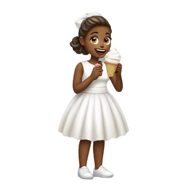 elegant girl in white dress eating ice cream  sticker